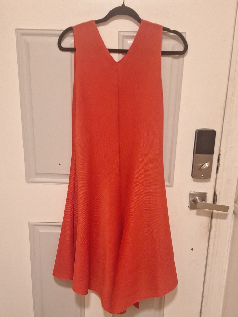 V-Neck Orange Maxi Dress - Women's Sleeveless A-Line